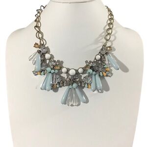 Sugarfix Statement Necklace Blue Clear Cluster Teardrop Beads Fashion Jewelry